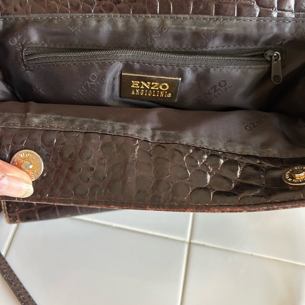 Enzo Angiolini Brown Crocodile-Embossed Men's Bag